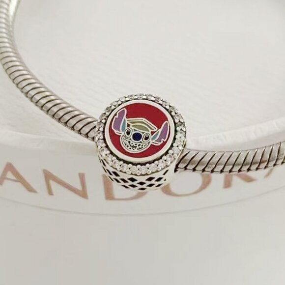Pandora Disney Stitch Graduation Class of 2020 Charm Clear CZ, S925 Sterling - Picture 1 of 3